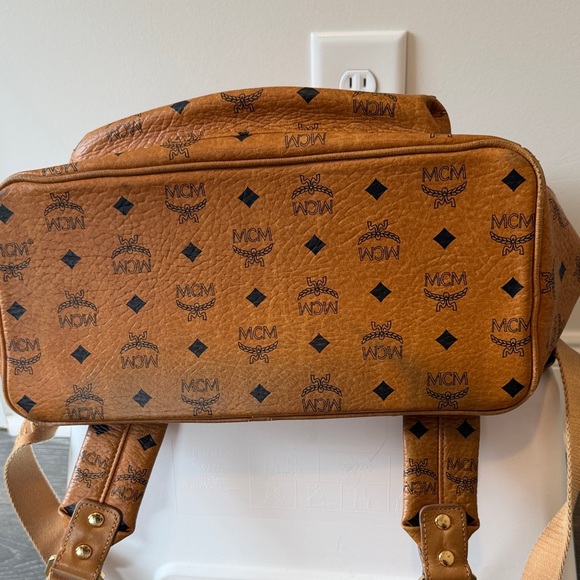 MCM Cognac Backpack with Gold and Black Studs - Picture 9 of 10